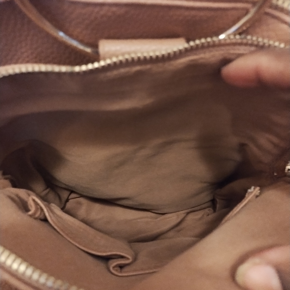 Crossi women's tan bow mini back pack w/ adjustable straps and interior pockets - Picture 6 of 12